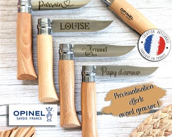 Canivete Opinel nº 8 personalizado – Gravação na lâmina – Canivete Opinel gravado – Presente personalizável para homens – Presente único e original