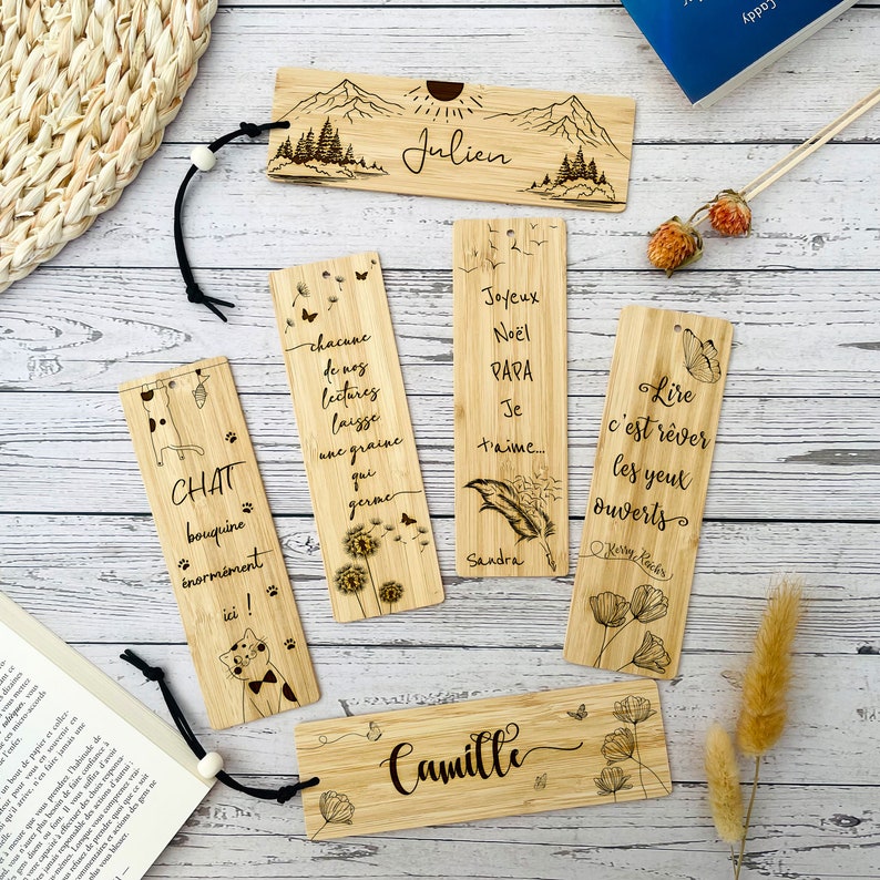 Bookmark with personalized message front/back Mother's Day, Father's Day gifts, thank you teacher first name, quote, proverb. image 1