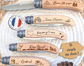 Coltello personalizzato - Coltello pieghevole "André Verdier" - Coltello con design e nome - 18 design tra cui scegliere. Regalo per uomini, papà, nonno, padrino