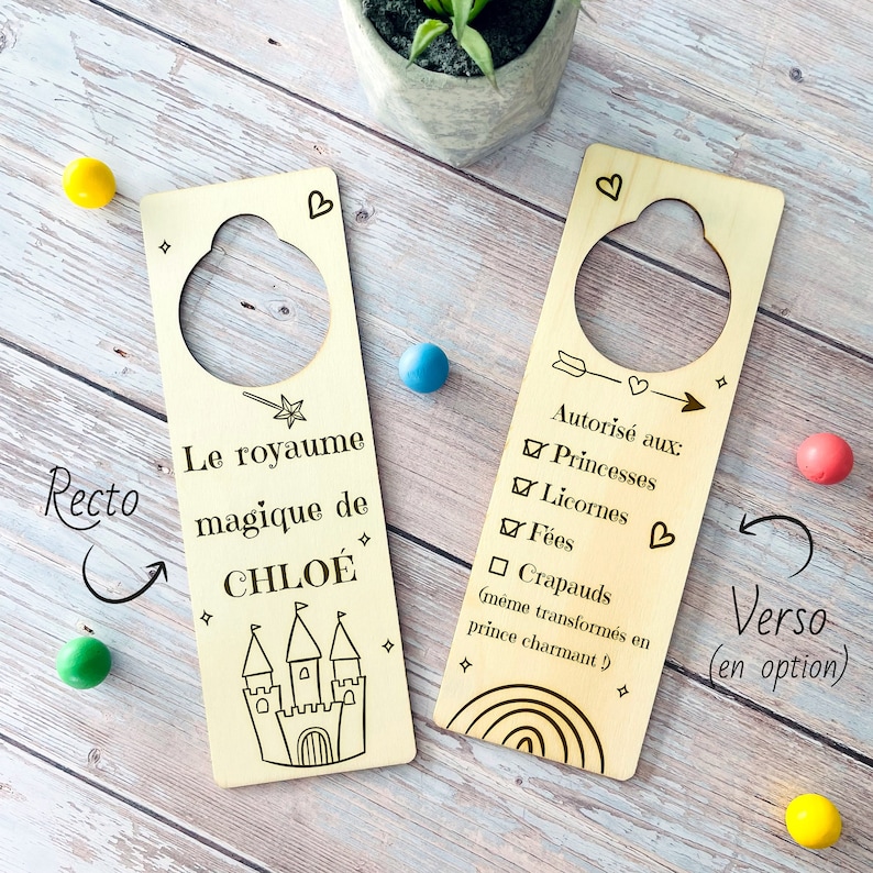 Personalized door hanger front/back humorous message gift for children, teenagers, adults image 2