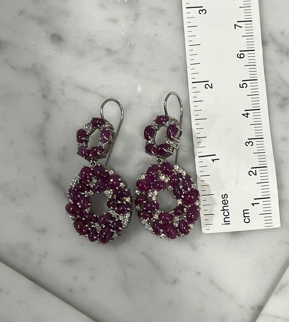 Large geometric ruby sterling silver earrings - image 7
