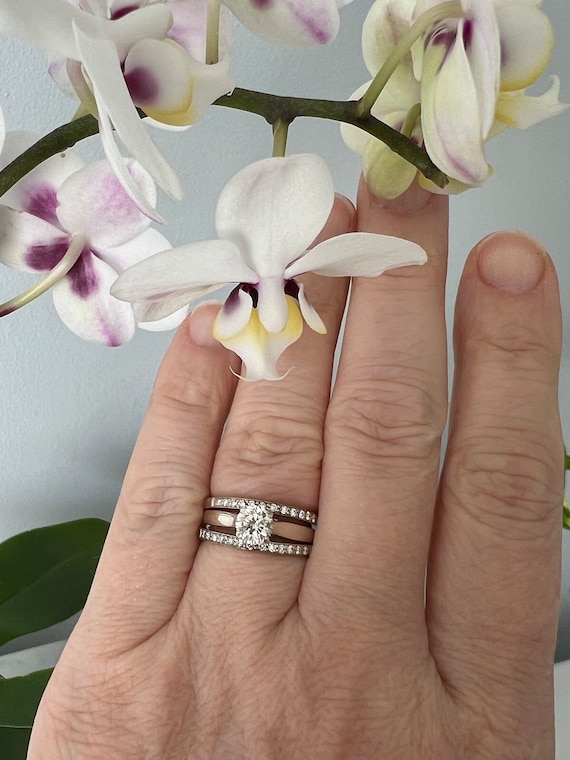 Vintage diamond ring band 14k white gold lot of 2!