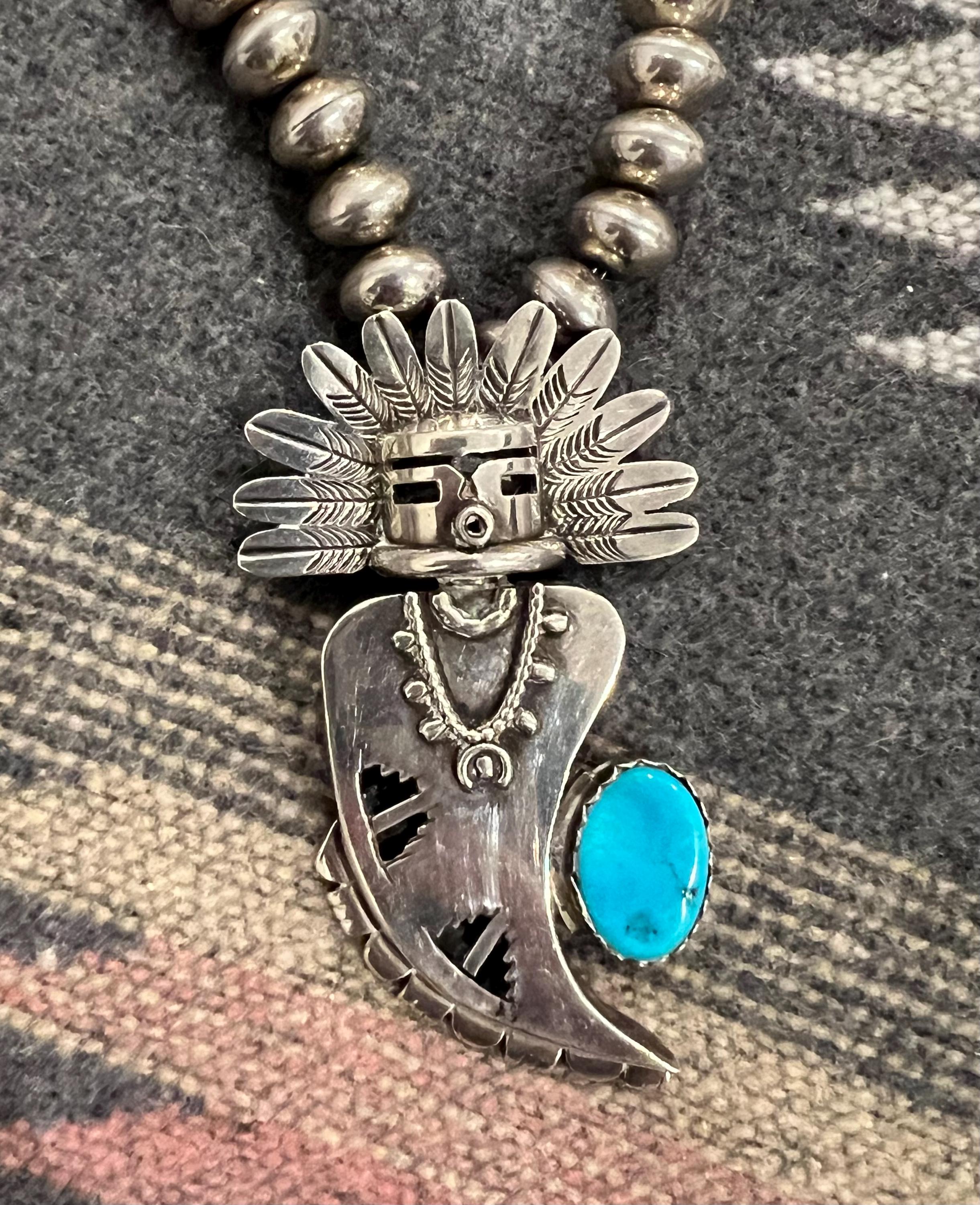 Superior Signed Native American Navajo Royton Turquoise Sterling Silver Huge Kachina Bolo Superior Signed Native American Navajo Royton Turquoise Sterling Silver Huge Kachina Bolo