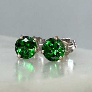 Vintage Tsavorite 1 tcw green garnet earrings set in 14k white gold