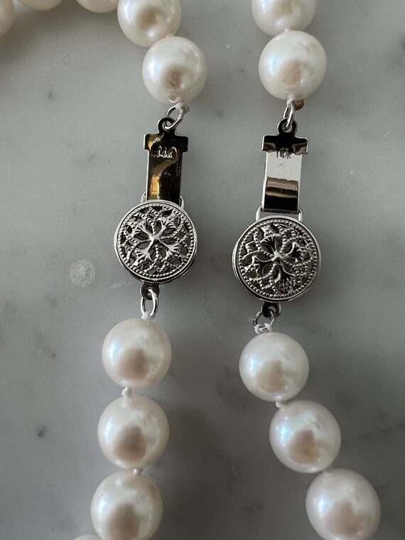 Vintage Akoya pearl necklace and bracelet 14k gol… - image 2