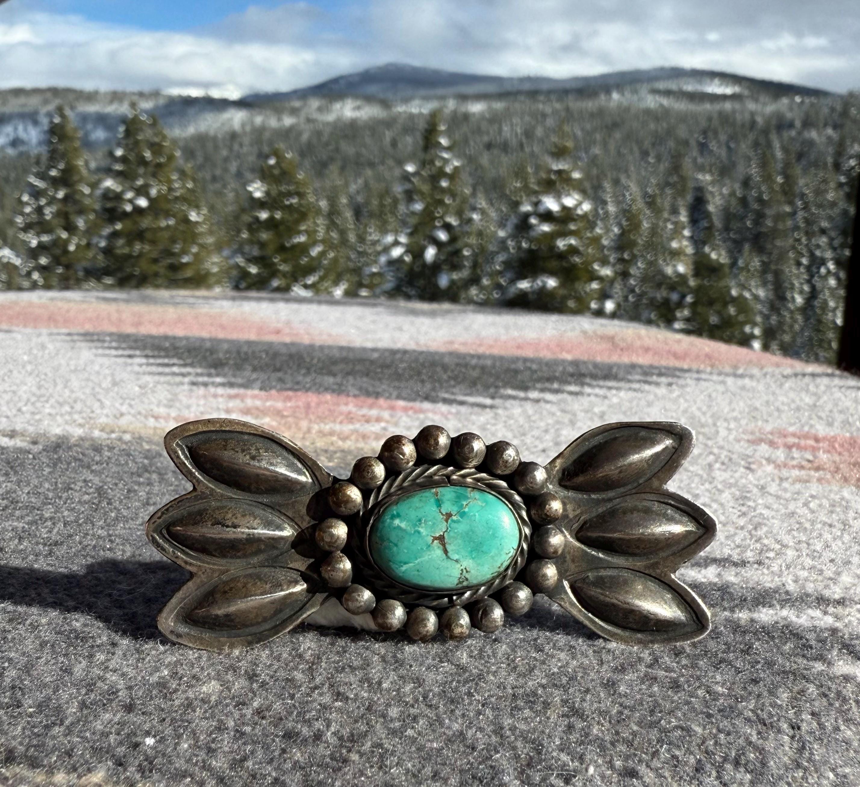 Native American turquoise and sterling silver butterfly concho Fred Harvey era