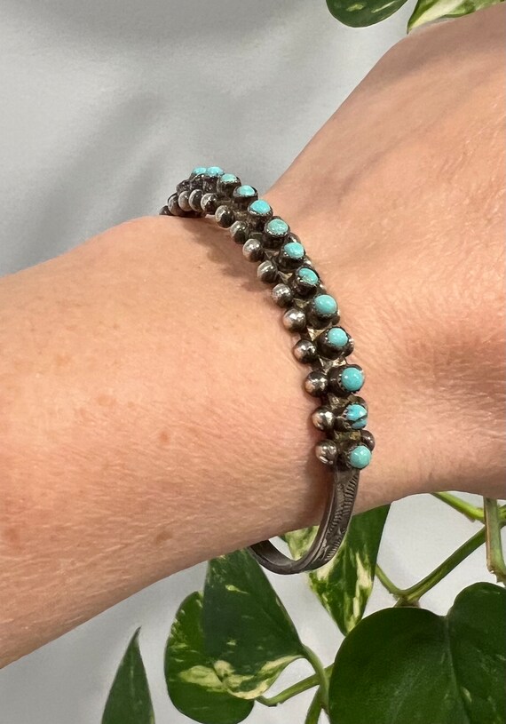 Vintage Zuni turquoise snake eye silver Native Americ… Gem