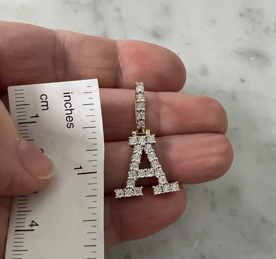 Diamond “A” initial large unisex gold chain penda… - image 2