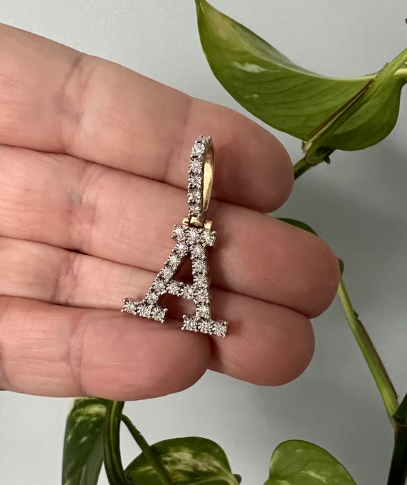 Diamond “A” initial large unisex gold chain penda… - image 4