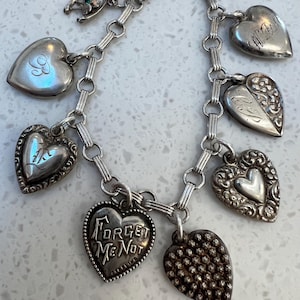Vintage Heart Charm Bracelet in Sterling Silver