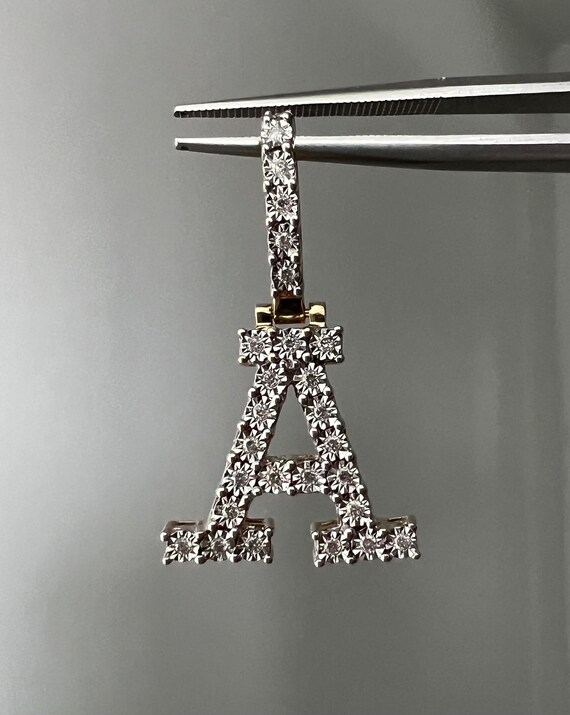 Diamond “A” initial large unisex gold chain penda… - image 1