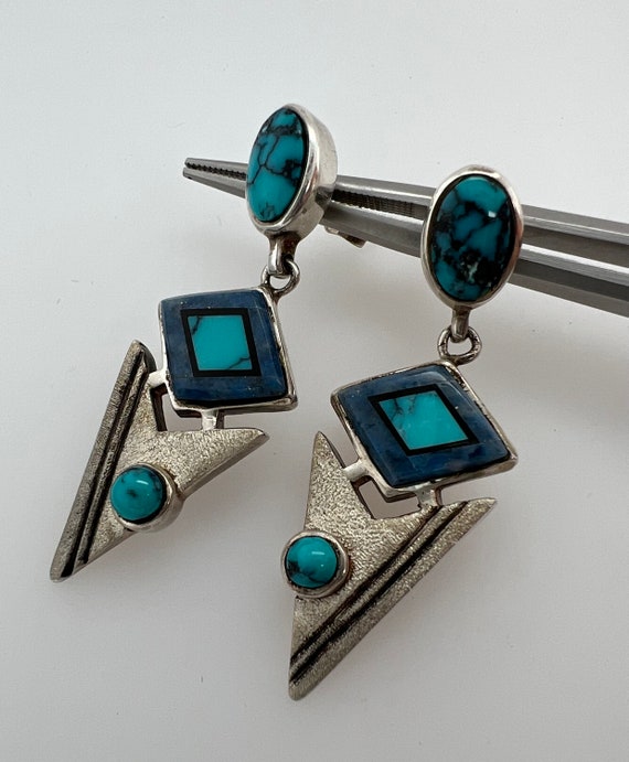 Incredible Vintage Native American Navajo Cowboys Sterling Silver Lapis Cufflinks Incredible Vintage Native American Navajo Cowboys Sterling Silver Lapis Cufflinks