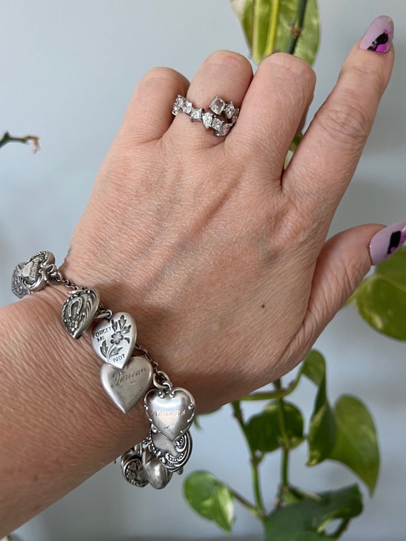 Vintage Walter Lampl Heart Charm Bracelet in Sterling Silver