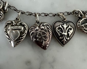 Vintage Walter Lampl Heart Charm Bracelet in Sterling Silver