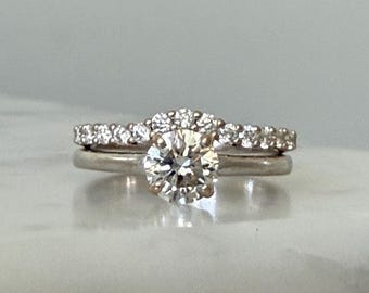 Vintage natural diamond half eternity style ring band 18k white gold-sold separately