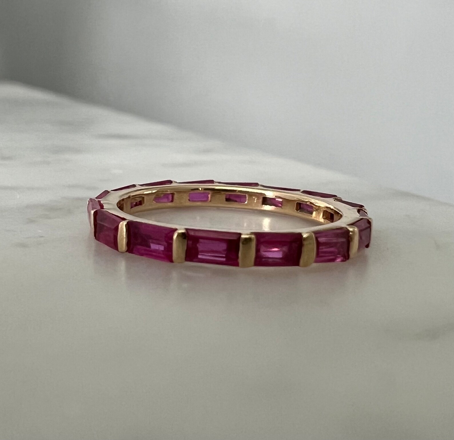 Natural Ruby Eternity 14k Gold Wedding Band or Stacking Ring Sz 5 - Etsy