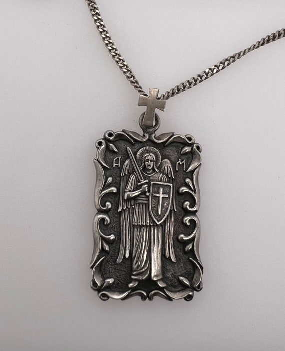 St Michael archangel angel sterling silver cross p