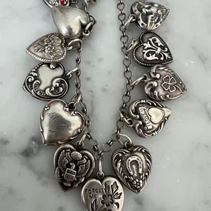 Vintage Walter Lampl heart Charm bracelet in Sterling Silver