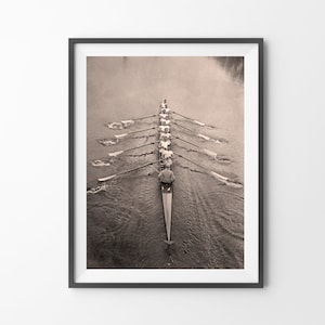 VINTAGE ROWING PRINT | Black and White Photo | Vintage Sports Photo | Cambridge Rowing | Ralph Lauren Decor | Nancy Meyers Aesthetic