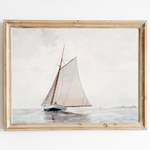 SAILBOAT Wall Art | Neutral Sailboat Print | Beach House Art | Art Print | Minimalist Art | Printable Wall Art | Nancy Meyers Aesthetic