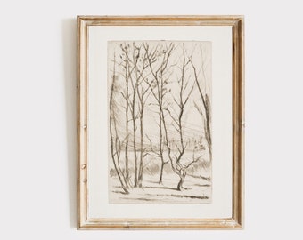 VINTAGE WHISTLER Etching Print | Neutral Landscape Art | Digital Download