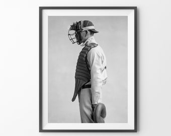 BASEBALL PHOTO | Vintage Sports Photo | Baseball Wall Art | Black and White Photo | Baseball Decor | Sports Wall Decor | Pub Room Decor