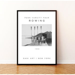 PENN ROWING Poster | Vintage Sports Photo | Vintage Crew | Vintage Rowing | Bar Cart Art | Ralph Lauren Decor | Black and White Photo