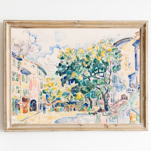 Vintage Landscape Watercolor | Vintage Landscape Art | Digital Wall Art | Watercolor Art Print | Wall Art Decor | Nancy Meyers Aesthetic