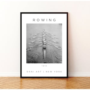 MEN ROWING Poster | Digital Prints | Vintage Rowing | Bar Cart Art | Ralph Lauren Decor | Black and White Photo | Pub Room Decor | Wall Art