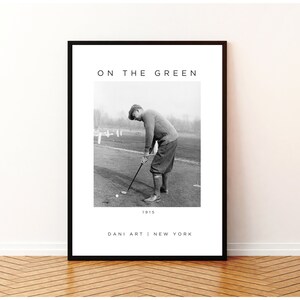 ON THE GREEN-Vintage Black and White Poster | Vintage Golf Poster | Antique Golf | Sports Wall Decor | Ralph Lauren Decor | Bar Cart Art