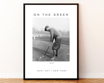 ON THE GREEN-Vintage Black and White Poster | Vintage Golf Poster | Antique Golf | Sports Wall Decor | Ralph Lauren Decor | Bar Cart Art
