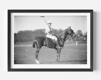 POLO PLAYER PRINT | Vintage Polo Photo | Sports Wall Decor For Him | Vintage Sports Photo | Horse Print | Vintage Polo | Ralph Lauren Decor