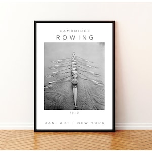 CAMBRIDGE ROWING Poster |  | Pub Room Decor | Vintage Crew | Vintage Rowing | Bar Cart Decor | Ralph Lauren Decor | Black and White Photo