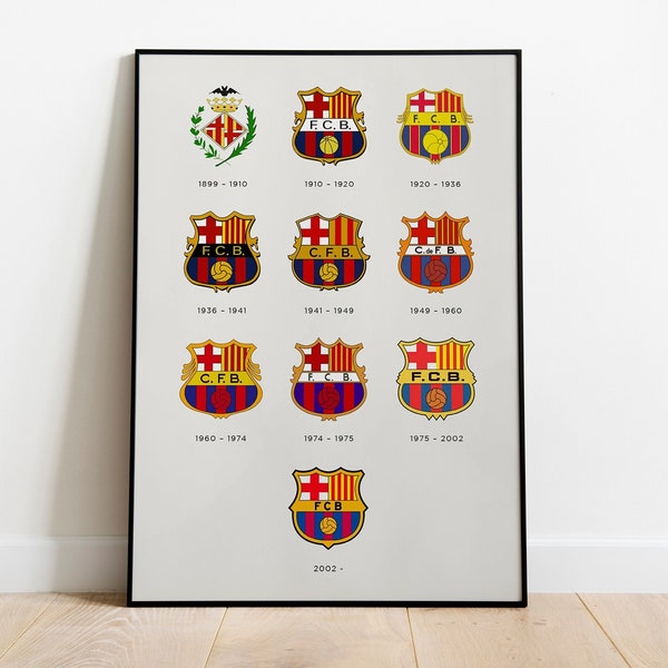 Affiche du FC Barcelone, Affiche du logo de Barcelone, Affiches de football, Impression de football, Décoration murale, Affiches premium, Art mural de football minimaliste