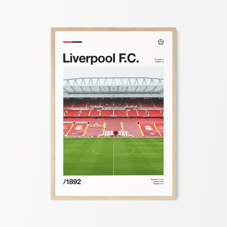 Liverpool FC Poster, Anfield Stadium Poster, Football Posters, Soccer
