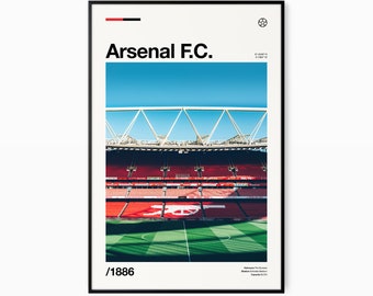 Arsenal Poster, Emirates Stadium Poster, Football Posters, Soccer Print , Wall Decor, Premium Posters, Minimalist Football Wall Art