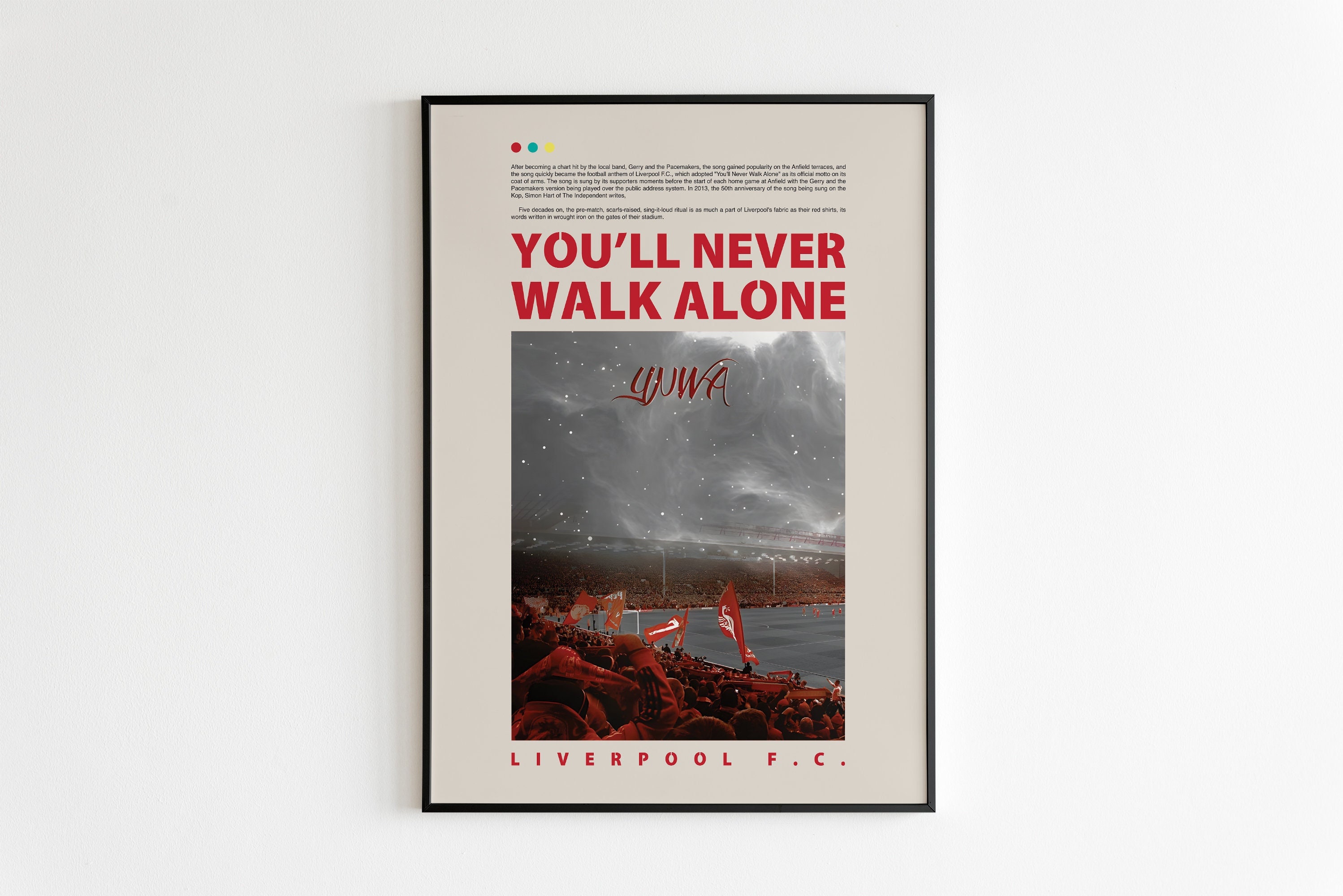 Liverpool FC Poster, You Will Never Walk Alone Poster, Soccer Poster