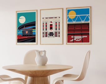 Arsenal 3 Packs Poster, Emirates Stadium 3 Packs Poster, Football Posters, Soccer Print , Wall Decor, Minimalist Football Wall Art