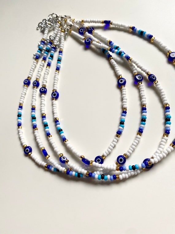 Evil Eye Beaded Choker Evil Eye Necklace Nazar Amulet Necklace Etsy
