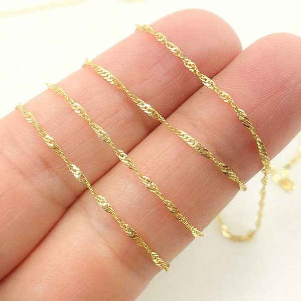 14K Solid Yellow Gold Wheat Twisted Chain by Foot, Wheat Chain, 14K Solid Gold Chain, Solid Gold Unfinished Chain. 020G2SLMSIT2byFt