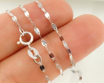 14K Solid White Gold Marina Chain Necklace, Flat Marina Chain, Real Gold Chain, Permanent Jewelry, Layering Necklace, Unisex Gift. 025FV10WG