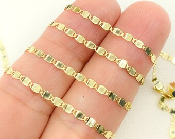 14K Solid Gold Mirror Marina Link Chain, Permanent Jewelry Chain by Foot. 030FVAV1BP26byFt