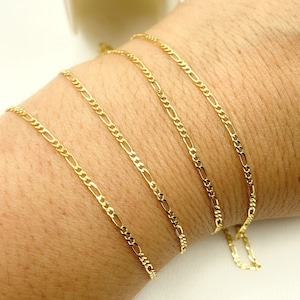 Figaro Chain by Foot, Gold Chain by Foot, 14k Gold Chain by Foot, Figaro, Gold Figaro. 040GA3BGT2A8L001byFt