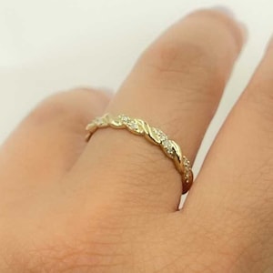 14K Diamond Twisted Band, Diamond Ring, Twisted Band, Diamond Twisted Ring, Diamond Rope Ring, Matchable Band, Stackable Ring, GDR126