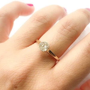 14K Solid Gold Circle Diamond Ring, Circle Ring, Gift for Her, Minimalist Ring, Solid Gold Ring, Gold Ring, Stackable Ring, GDR56