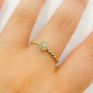 14K Solid Gold Circle Diamond Ring, Circle Ring, Gift for Her, Minimalist Ring, Solid Gold Ring, Gold Ring, Stackable Ring, GDR18