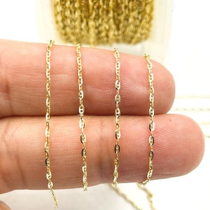 14k Solid Gold Diamond Cut Marina Chain by Foot. Unfinished Solid Gold Chain  for Jewelry. Wholesale Solid Gold Chains. 030fv30ftbyft 