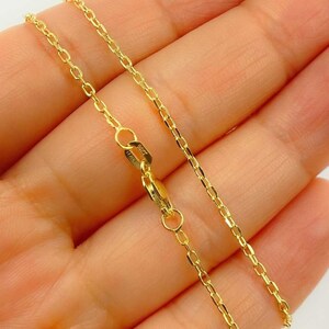 14K Solid Gold Cable Chain Necklace, Dainty Real Gold Chain, Shiny Delicate Necklace, Fine Solid Gold Jewelry, Everyday Necklace. 0401767FD