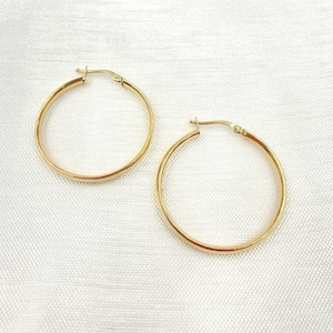 Hohle 14K Gold Creolen, Damen Gold Creolen, Creolen, Damen Gold Ohrringe. Bestpreis. GER169