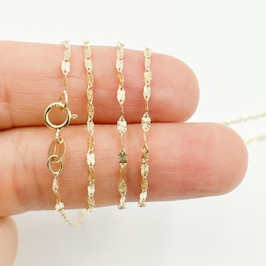 【h-man】SENTI RORO MARINA CHAIN GD Diamond-Cut Mariner Chain Necklace Hollow 14K Yellow Gold 20